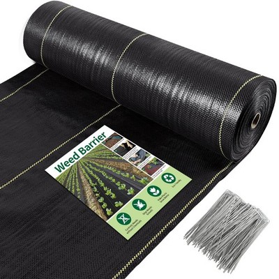 4ftx100ft Premium Weed Barrier Landscape Fabric Heavy Duty 3.5OZ, Woven Weed ...