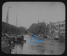 Photo ON THE SPAARNE HAARLEM THE NETHERLANDS C1892 VICTORIAN Magic Lantern Slide