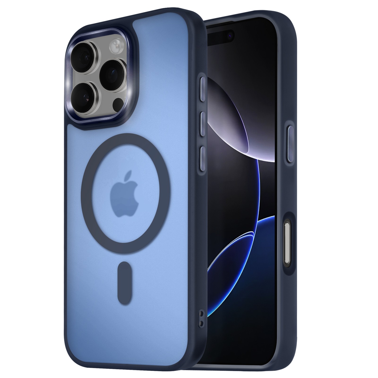 Coque iPhone 16 Pro anti-empreintes Avizar Frost Color antichoc bleu nuit