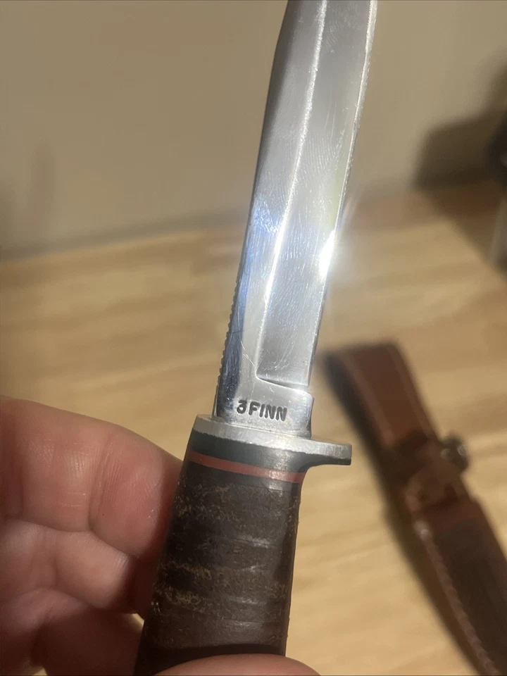 Case XX USA Knife 3 Finn SSP Razor Edge Fixed Blade Leather Handle +Sheath - Image 2 of 4