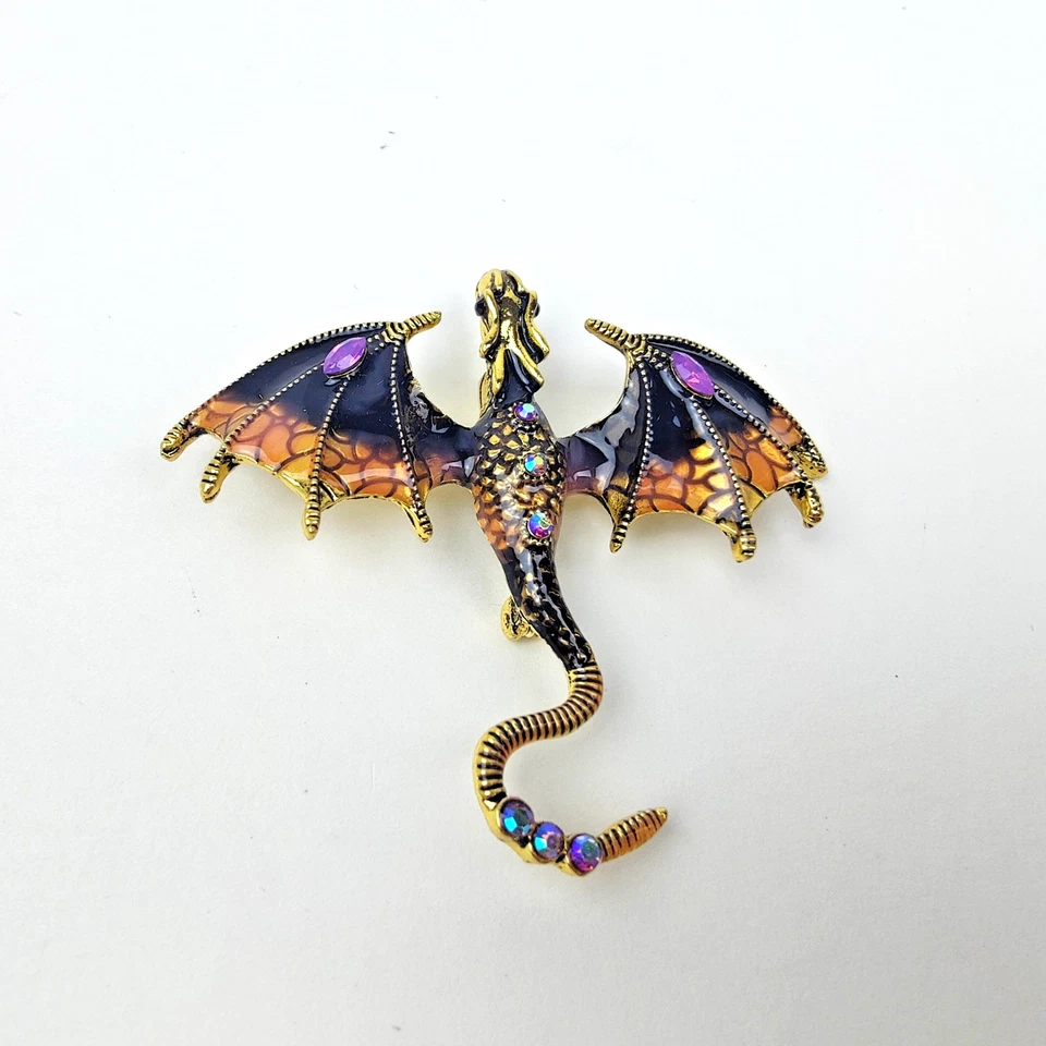 Broche Dragón Pin Colgante Dragón Volador Esmalte Cristal Pin Broches Fantasía Foto 3 de 4
