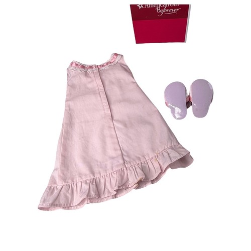 American Girl Samantha BeForever NIGHTGOWN & SLIPPERS Pink Pajama Dress Pom Shoe - Picture 5 of 7