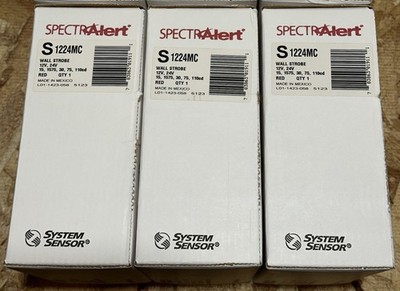 SYSTEM SENSOR S1224MC SPECTRALERT RED WALL MOUNT MULTI-CD STROBE - NEW - 3 AVAIL