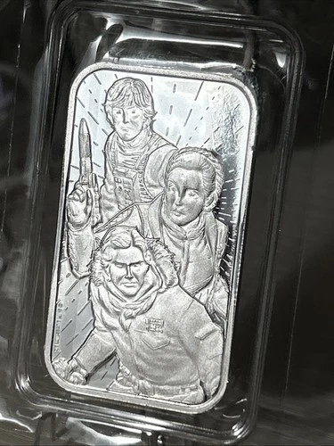 1oz 9999 Fine Silver Royal Mint Star Wars Light side Bar In O.M.P
