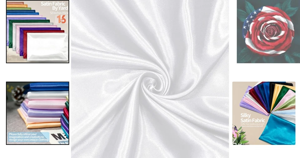 Silky White Satin Fabric by the Yard, 58 Inch Wide - Ideal for Wedding Dresses - Image 2 of 4