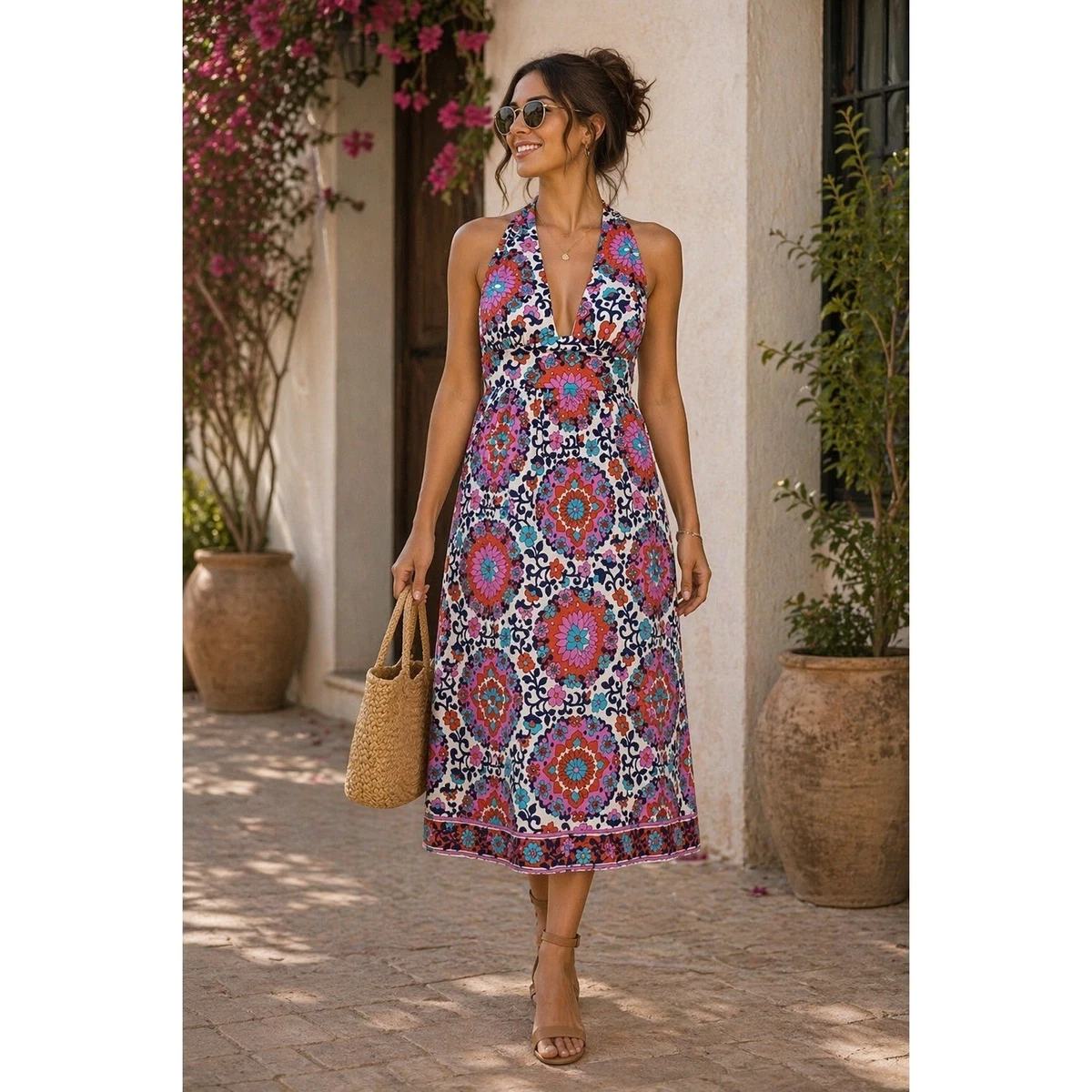 tiger maxi dress Glena Pleated Maxi Dress Tiger GREEN-YELLOW / XL by Sugarlips