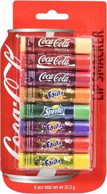 MARKWINS Lip Smacker Coca Cola Party Pack, Set of 8 Assorted Lipbalms with Authentic Flav