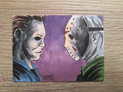JASON V'S MYERS HANDGEZEICHNETE SKIZZENKARTE VON MARK SPEARS PSC ACEO