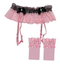Mens Sissy Lingerie Outfits Lace Panties Underwear With 4 Garter One Size Pink