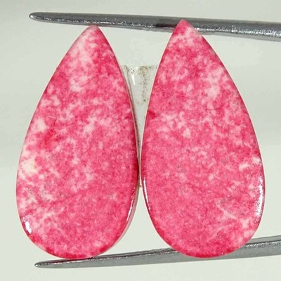 23,00 Cts Natürlicher Thulit Cabochon Lose Edelstein Birnen Paar 12x23x4mm