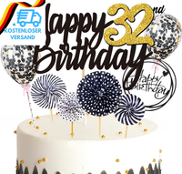 Tortendeko 32. Geburtstag Frau Mann, Schwarz Kuchen Topper Happy 32Th Birthday,