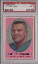 Lou Creekmur 1958 Topps PSA 7 NM Graded Card Detroit Lions HOF #81