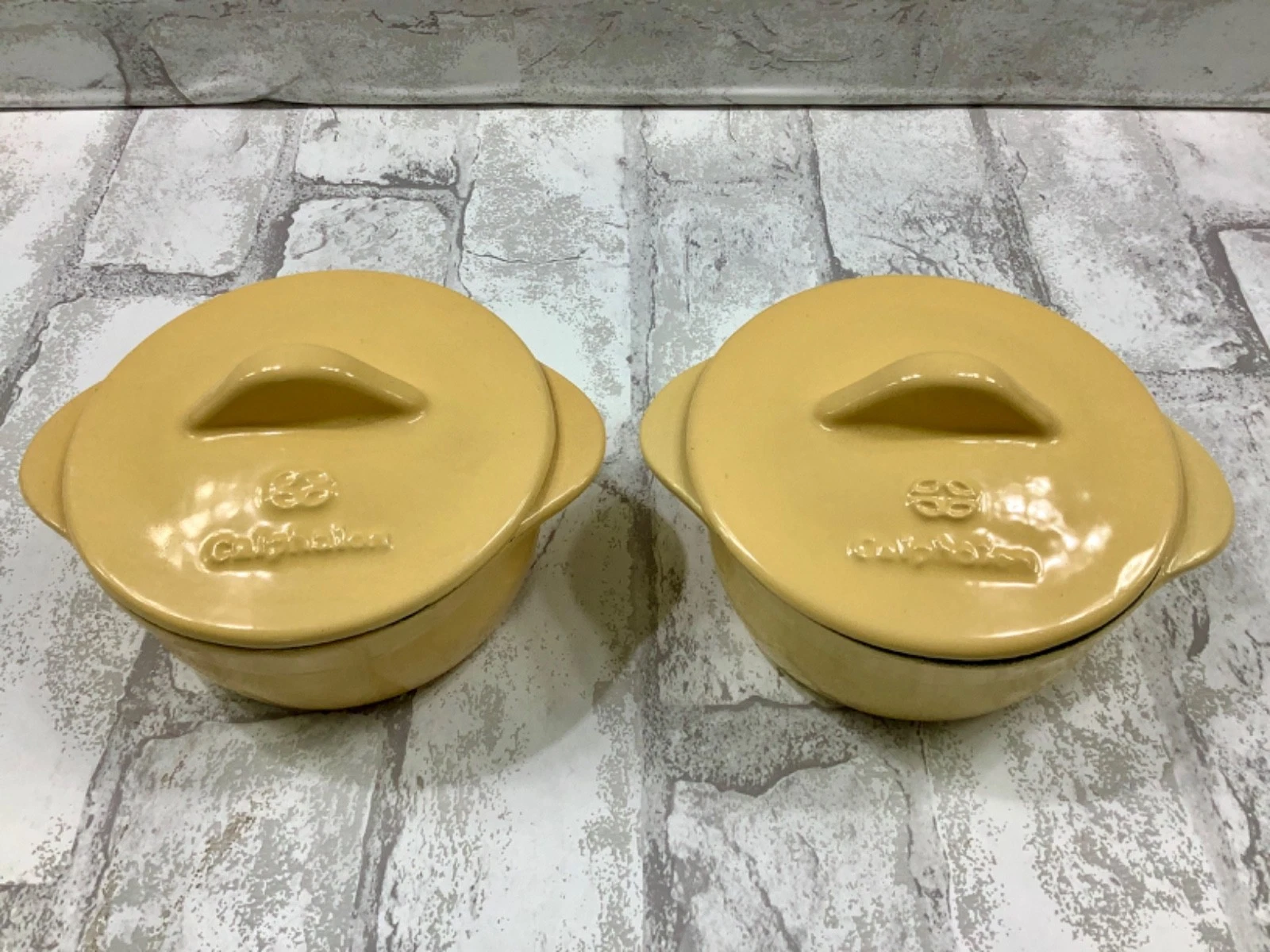 Calphalon Yellow Enamel Mini Cocotte Cast- Iron Soup Pot Set Of 2