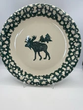 Moose Country 10 1/2” Stoneware Dinner Plate by Tienshan Folkcraft Green Sponge