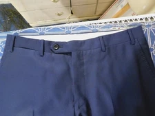CANALI EXCLUSIVE SUPER 150'S SIZE 31 X 26 NAVY FLAT FRONT WOOL DRESS PANTS