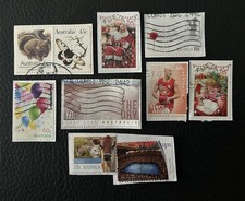 Lot de 10 timbres Australie années Diverses - encore sur fragment - F79