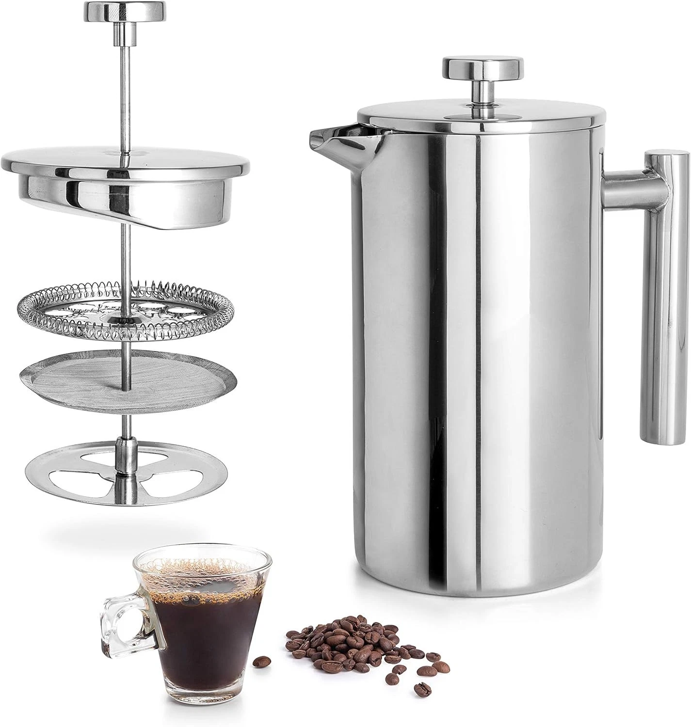 French Press Coffee Maker 800ml Stainless Steel Double Wall Metal Coffee Press