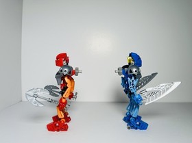 2002 LEGO Bionicle Toa Nuva MOC Inverse Blue Tahu& Red Gali 8572 8570