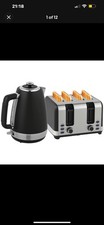 HOMCOM Quick Boil Kettle & Toaster Set, Black