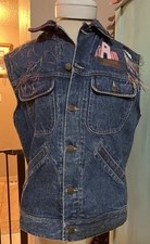 Vtg USA Georges Marciano Guess Jean VEST 90s Custom Native American Large Artsy