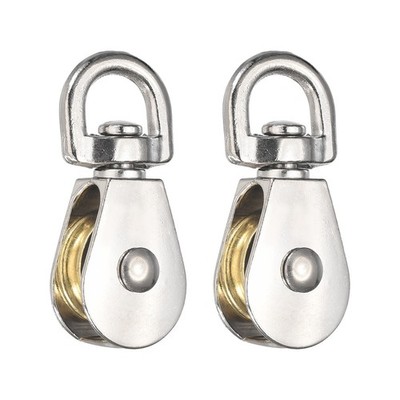 Single Pulley Block, (Loading 600KG)(2Pcs), Zinc Alloy Swivel Rigging