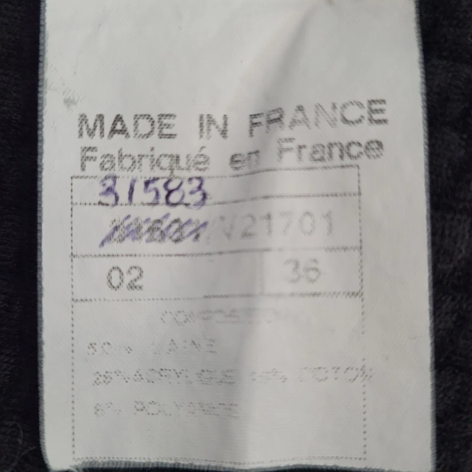 CHANEL Black Wool Blend Knit Full Zip Jacket France Made Size 36 US XS - Image 4 of 4