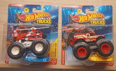 Hot Wheels - Monster Trucks  Fire Rescue & Helicopter Lot Of 2