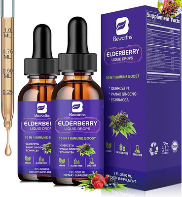 Elderberry Liquid with Vitamin C & Zinc Immune Support Vegan & Non-GMO