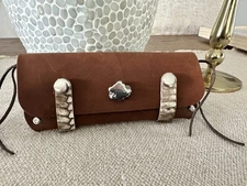 Unisex Leather, Snakeskin & Meteorite  Pouch by Space Cowboy! Pipe Pouch, Makeup