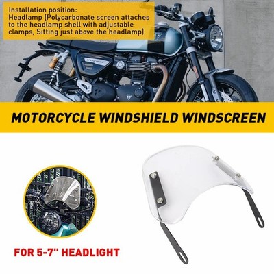 Universal Motorcycle Headlight Fairing Windshield Windscreen 5-7'' Clear