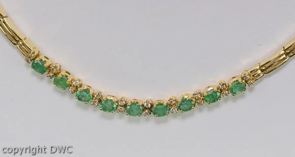 Hals Kette Collier mit Smaragd Brillant 18 Kt. 750 er Gold 42 cm Diamant  - Bild 4 von 4