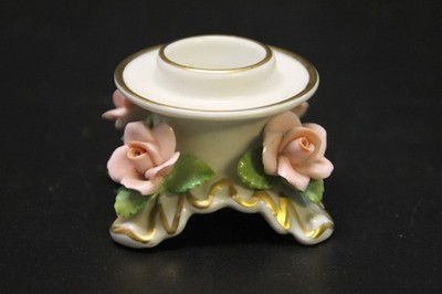 Alka Kunst Dresden Porzellan Miniatur Kerzenhalter Rosen Blumen Western Germany