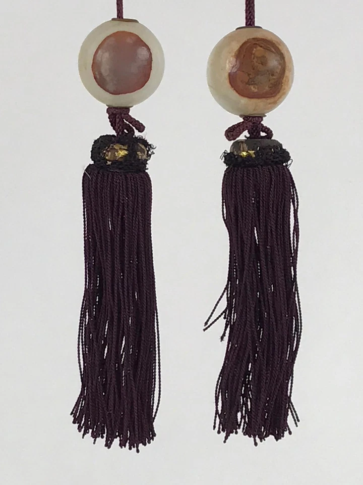 Piedra de ágata japonesa colgante pergamino pesas Fuchin Kakejiku borla púrpura FC339 Foto 2 de 4