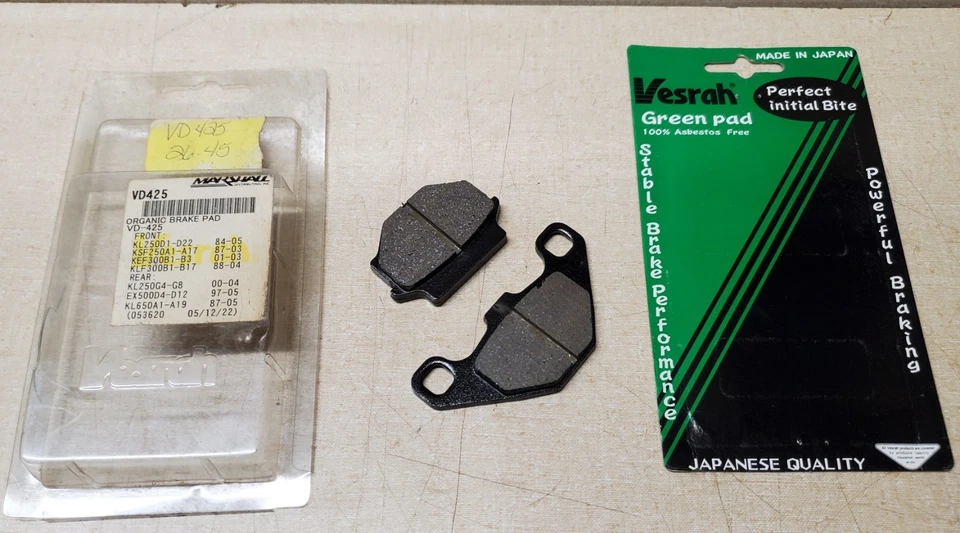 VESRAH VD425 PASTILLAS FRENO TRASERO KAWASAKI KLR650 KL650 1987-2005 43082-1096 Foto 2 de 2