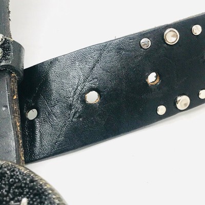 I.V.Y. Black Leather Studs Silver Skull Buckle Belt 2400-568  display picture 1