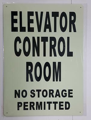 ELEVATOR CONTROL ROOM SIGN GLOW IN THE DARK (HEAVY DUTY,SIGN...-REF24-1027