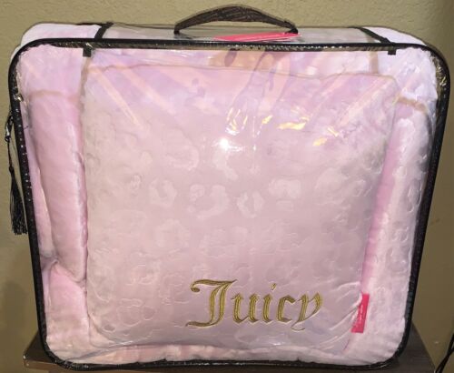 Juicy Couture Pink Leopard Goffrato Peluche Set 4pz QUEEN Trapuntino Morbido e Accogliente - Foto 8 di 9