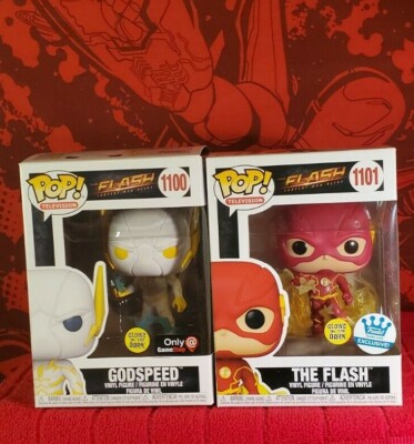 Funko Pop GODSPEED (GITD #1100) & The FLASH (GITD) #1101 + PROTECTORS