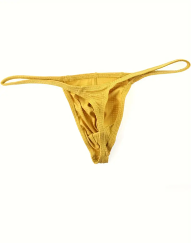 Men’s Thong W/ Bulge Pouch Yellow Large Unbranded NWT (In Package) 1633