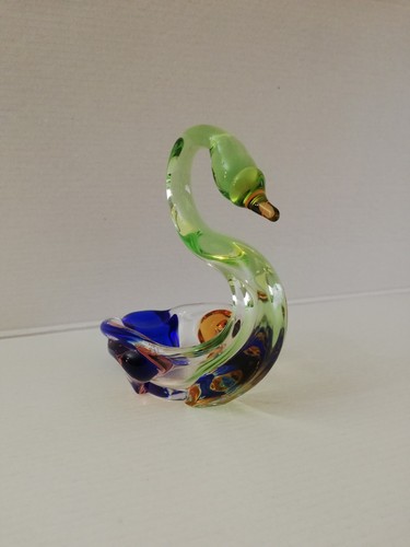Mstisov Glassworks Cased Glass Swan Ashtray 'Rhapsody' By Frantisek Zemek - Picture 8 of 12
