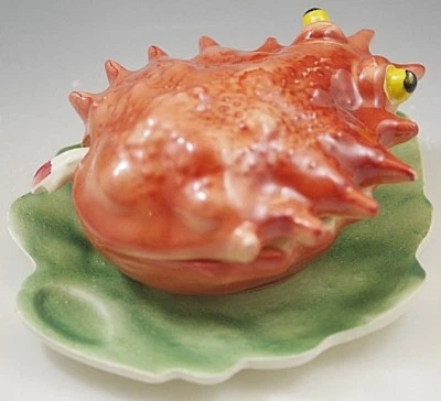 VIETRI ITALY MAJOLICA CRAB ON LEAF CONDIMENT -DIP DISH FIGURAL PALISSY STYLE #4