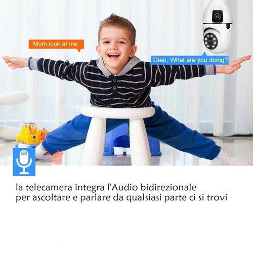 TELECAMERA LAMPADINA PTZ 1080P E27 2 OBIETTIVI DOPPIO SCHERMO ICSEE IP44 - Foto 3 di 9