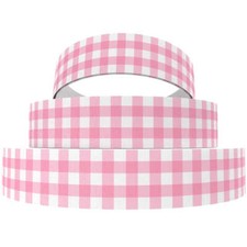 1" 25mm Pink White Gingham Check Grosgrain Ribbon DIY Hair Bows Crafts