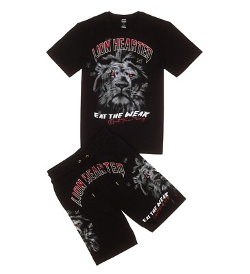 Genuine Lion Hearted  Eat The Weak, Get The Bag  Short Set (Black) 