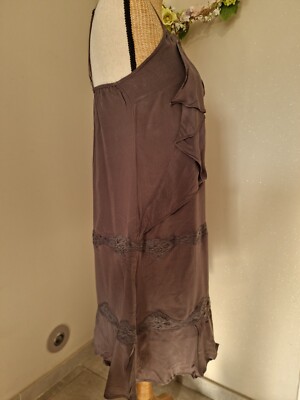 Robe En Soie See U Soon - Style Combinaison Lingerie Taupe, Taille L/38, Occasion TB