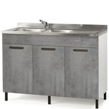 Sottolavello cucina componibile 120 cm ante cemento lavello inox e miscelatore