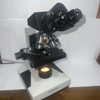 AmScope 40x-1000x Compound Binocular Microscope Multi-Use Biological Medical Lab