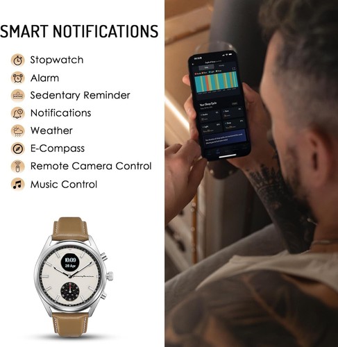 pininfarina Sintesi Hybrid Smartwatch Analogue Watch w/ Leather Strap Sand Dune - Picture 4 of 13