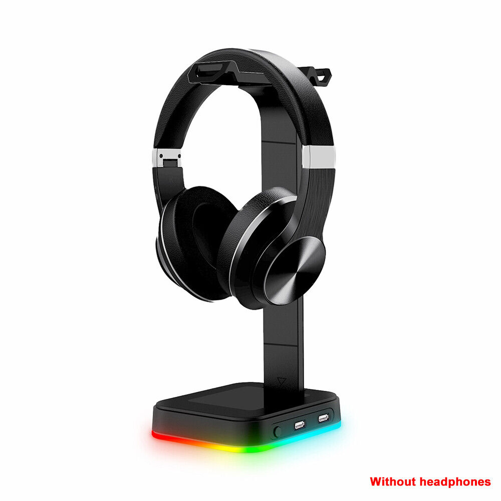 angreb sjæl etikette RGB LED Gaming Headphone Stand with Dual USB Charger Desk Hanger Headset  Holder 963941860099 | eBay