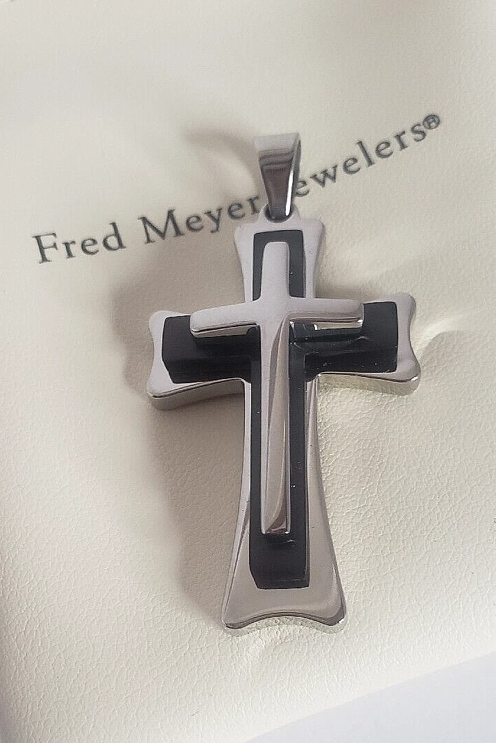 Stainless Steel Acrylic Polished Cross Pendant Fred Meyers